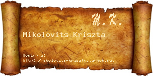 Mikolovits Kriszta névjegykártya